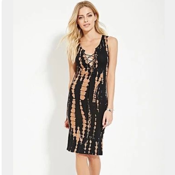 Forever 21 Contemporary Lace Up Front Sleeveless Tie Dye Dress S - Picture 2 of 15